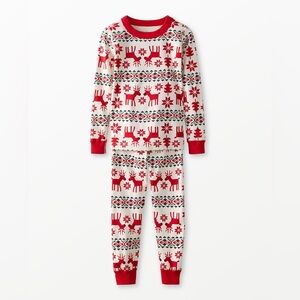 Hanna Andersson Dear Deer Long John Pajama Set in Organic Cotton Size 6-7